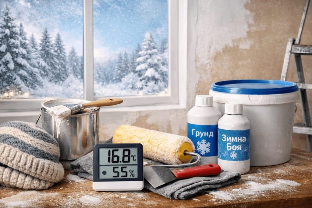 Зимно боядисване без петна: „зимна“ боя + здрава шпакловка през декември